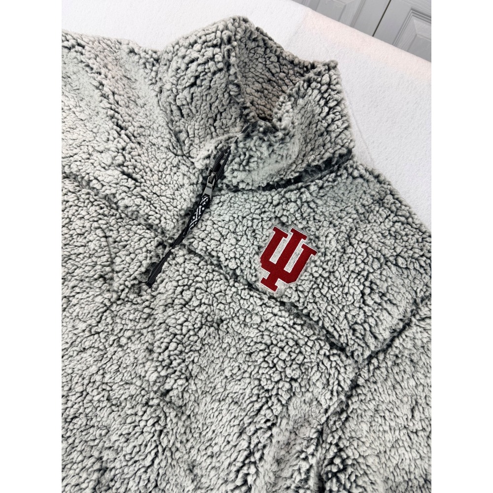 Indiana Hoosiers BoxerCraft Sherpa Quarter Zip Pullover Gray 2X IU Fleece